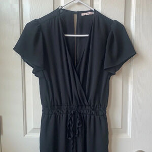 Francesca’s Mi Ami Ruffle sleeves semi-sheer Jumpsuit Dress Black XS NWOT